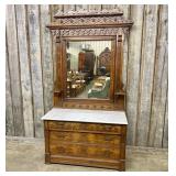 Antique Eastlake Victorian Style Dresser With Marb