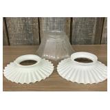 Vintage Frosted Glass and Milk Glass Ruffled Light