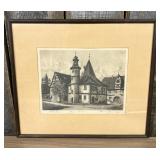 Framed  Vintage Etching by German artist Ernst Gei