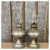 Two Vintage Rayo Aluminum Oil Lamps  -  6"x20.5"