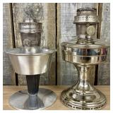 Two Vintage Aladdin Aluminum Mantel Lamps Models 1