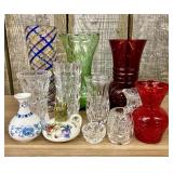 Misc. Collection of Cut Glass Vases and other Item