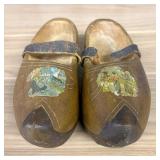Vintage Dutch Wooden Shoes, Decorated Carved Wood