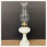 Plume - Atwood Decorated Milk Glass Oil Lamp 4'X15