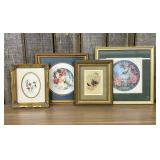 Gilt Framed Collection of Hummingbird Floral Print