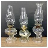 Trio of Antique Handled Oil Lamps  - 5"x12.5"