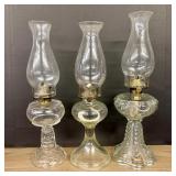 Trio of Ornate Antique Oil Lamps  - 5"x16"