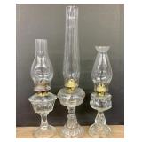 Trio of Ornate Antique  Oil Lamps  - 5"x21.5"