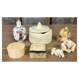 Collection of Vintage Items Including a Painted Sn