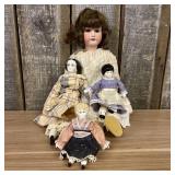 Collection of Antique Dolls, including Bisque Head