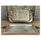 Two vintage Silver-Plated Serving Trays with Intri
