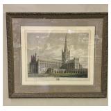 Vintage Framed Engraving Print Depicting the Cathe
