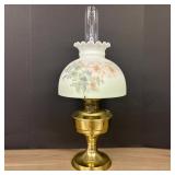 Aladdin 23 Brass Oil Lamp With Hand Painted Floral