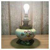 Antique Victorian Style Oil Lamp With Floral Motif