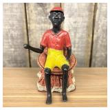 Early Cast Iron Black Americana Seated Lawn Jockey
