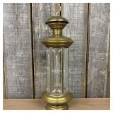 Vintage Brass Lantern Featuring Etched Glass Panel