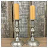 Vintage Pair Of Pewter Candlesticks By Woodbury Pe