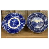 Antique Flow Blue And Staffordshire England Plates