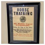 Framed Vintage Placard Advertising Horse Training