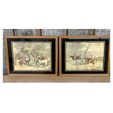 Pair of Vintage English Fox Hunting Prints, "The M