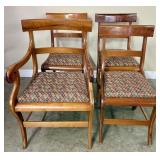 Four (4) Vintage Cherry Dining Chairs, One Captain