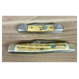 Two Vintage Folding Pocket Knives with Stag Horn H