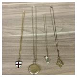 Four Pendant Necklaces in "Gold" Style Settings -