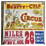 Vintage Clyde Beatty-Cole Bros. Circus "Date Sheet