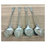 4 Sterling Silver Iced Tea Spoons, 129g - 8"