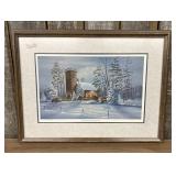 Framed Art Print, titled "The Little Brown Church