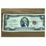 Series 1963 Red Seal $2 Bill - 2.5"x6"