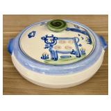 Vintage M.A. Hadley Country Scene Blue Covered Cas