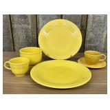 Collection of Fiesta Dinnerware in the vibrant, br