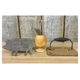 Pig Shaped Bacon Press, Nutcracker Set in Turned W