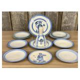 Collection of M.A. Hadley Country Scene Blue Stone