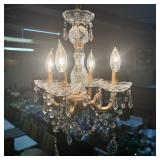 Vintage Brass and Cut Crystal Chandelier, a Classi
