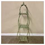 Ornate Vintage Three-tier Wrought Iron Plant Stand