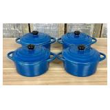 Four Le Creuset Mini Round Cocottes in a Vibrant b