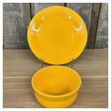 Two Pieces of Fiesta Dinnerware in the Vibrant, Br
