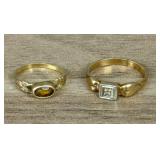 Two Small Gold Rings, One marked 14K - 1"