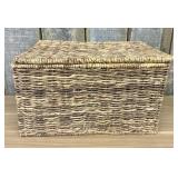 Wicker Style Woven Basket With Hinged Lid - 12"x 1