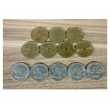 Seven (7) Sacagawea "Golden" Dollars (top rows) an