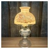 Hurricane Style Parlor Lamp With Game Bird Decorat
