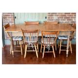 American Primitive Style Wood Dining Table and a S