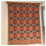 American Jacquard Woven Two-Piece Coverlet Dated 1