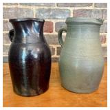 A Pair of 19th Century American Stoneware Pitchers