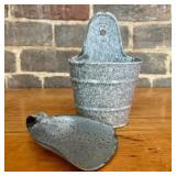 Two-Piece Antique Mottled Grey Graniteware Wall-Mo