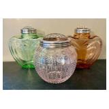 A Trio of Vintage Style Molded Glass Flower Frog V