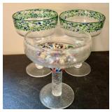 A Trio of Hand-Blown Confetti Pattern Art Glass Ma