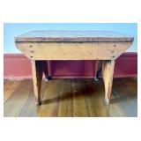 19th-Century American Primitive Pine Footstool wit